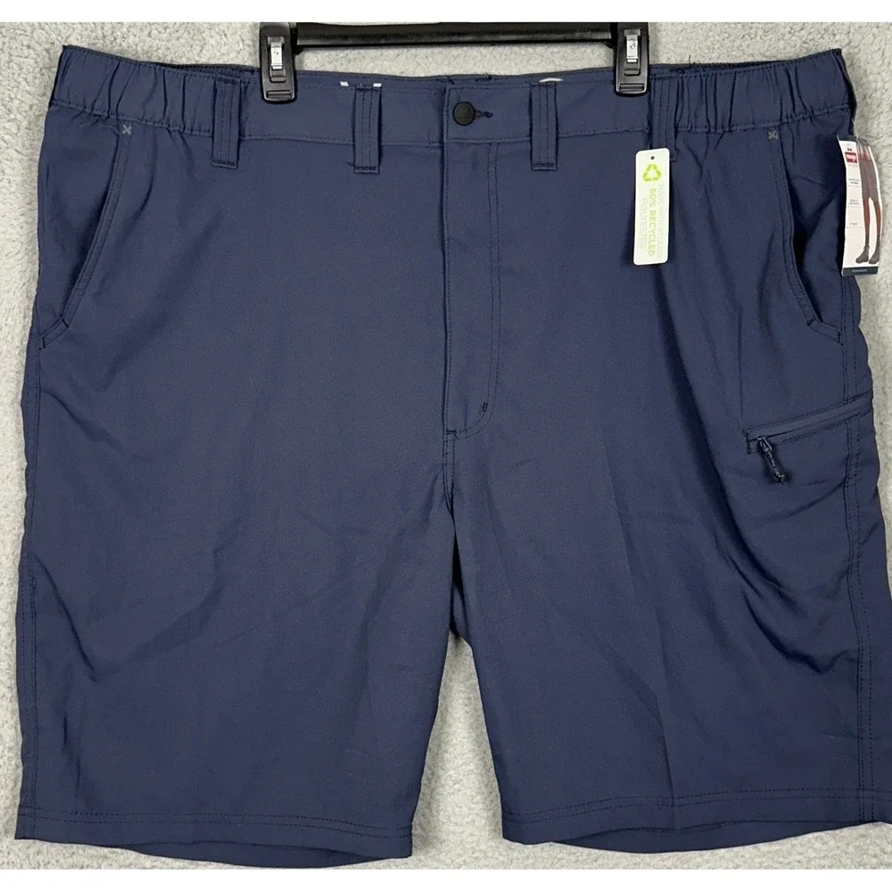 NEW Wrangler Shorts Mens 48 Navy Blue Cargo Hiking Outdoor Utility Stretch Waist